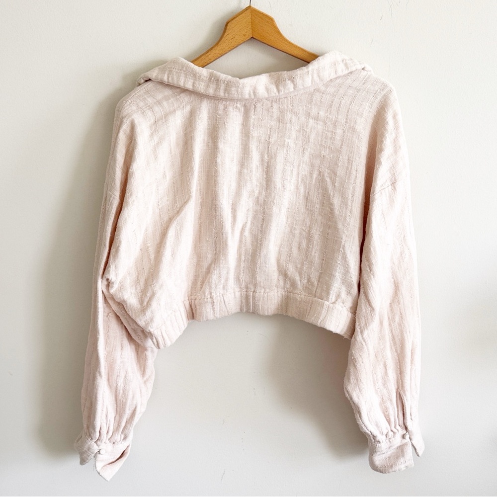 Free People Endless Summer Stay Cool Cropped Wrap Top Beige medium cotton - Picture 4 of 5